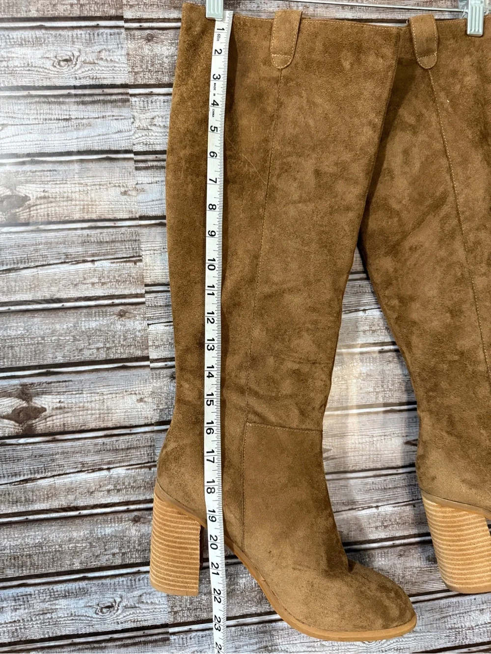 Over-the-Knee Suede Block Heel Boots - Tan
